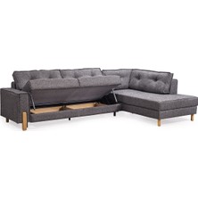 Dekorew Ipek Yataklı Bazalı(Sandıklı) Köşe Koltuk L Model Takımı Teddy Antrasit Renk Kumaş Silinebilir-Inegöl Mobilyası