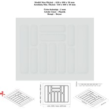 Özkan Wood Çekmece Içi Kaşıklık, Düzenleyici, Organizatör 62 cm x 49 cm