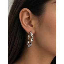 Miraç Gümüş Takı Atölyem 925 Ayar Gümüş Burgulu Model Oval Halka Küpe