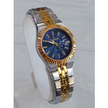 Chaxigo Çelik Kordonlu, Altın Sarılı, Kadranı Lacivert, Takvimli, Su Geçirmez, 2 Yıl Garantili Kadın Kol Saati