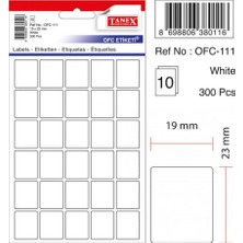 Tanex Ofc-111 Ofis Etiketi Poşetli 19X23 Mm Beyaz (10 Lu Paket)