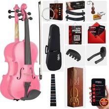 Midex HGA44PİNK-PAK Pembe 4/4 Tam Boy Keman Seti (Yastık Susturucu Çanta Yay Reçine)