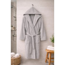 MySoft Home Kadife Kapüşonlu Bornoz %100 Pamuk