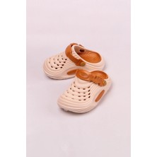The Red Kids Kapalı Unisex Kaymaz Taban Ekru-Taba Çocuk Terlik 26-35 Numara