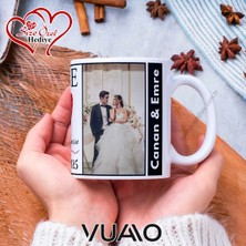 Vuao Kişiye Özel 3 Fotoğraflı ve Isimli Kupa Bardak - Isme Özel Kişiselleştirilmiş Hediye Kupa Bardağı