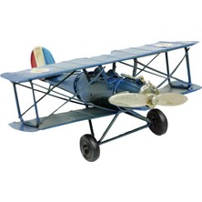 Elwes Dekoratif Metal Uçak Çift Kanatlı Biblo Dekoratif Hediyelik