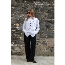 Vor Nişantaşı Kadın Tasarım Cepli  Arkası Ip Detaylı  Yelek