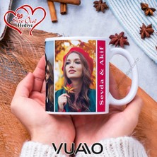 Vuao Kişiye Özel 3 Fotoğraflı ve Isimli Kupa Bardak - Isme Özel Kişiselleştirilmiş Hediye Kupa Bardağı