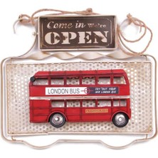 Elwes Dekoratif Metal Kapı Yazısı Londra Şehir Otobüsü Dekorlu Vintage Hediyelik