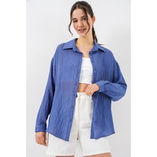 Trend Cojans Uzun Oversize Gömlek 20320 - Indigo