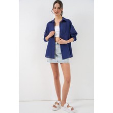 Trend Cojans Uzun Oversize Gömlek 20320 - Lacivert