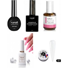 Fontenay Kalıcı Oje Set 2 ( Runail Top + Base Coat + Primer 15ML) + Blooming Jel 15ML + Hamur Jeli 15ML Clear
