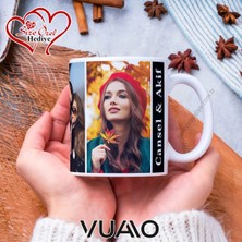 Vuao Kişiye Özel 3 Fotoğraflı ve Isimli Kupa Bardak - Isme Özel Kişiselleştirilmiş Hediye Kupa Bardağı
