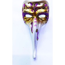 Elwes Fuşya Renk Işlemeli Seramik Malzemeden Imal Venedik Uzun Maske Magnet