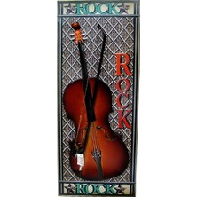 Elwes Pano Keman Dikey Vintage Müzik Temalı Dekoratif Ev Ofis Hediyelik