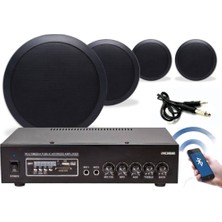 Rose Bluetooth Tavan Hoparlör Seti - 4 Adet 16CM Hoparlör + 1 Adet Amfi - Ev, Ofis, Mağaza Ses Sistemi