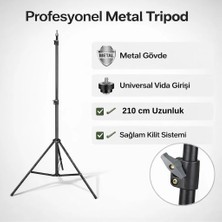 Smayling Metal Tripod 210 cm Ayarlanabilir Profesyonel Telefon Kamera Ring Light Standı Universal Uyumlu