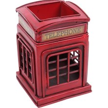 Elwes Dekoratif Metal Londra Telefon Kulübesi Kalemlik Vintage Hediyelik