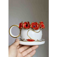 Kotyora Seramik Gelincik El Yapımı Hediyelik Seramik Duble Kahve F