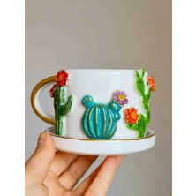 Kotyora Seramik Kaktüs El Yapımı Hediyelik Seramik Kupa