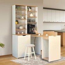 Maq Home Flexa Katlanabilir Masalı Kahve Köşesi 2 Tabureli Mutfak Dolabı Seti - Karina / Sedef