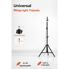 Smayling Universal Girişli Ring Light Tripodu 2.1 Metre Ayarlanabilir Işık Standı Katlanabilir Telefon Tutucu Uyumlu Hafif Tripod