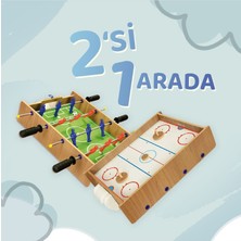 Farbu Oyuncak Ahşap Hokey ve Masa Maçı Oyunu (2si 1 Arada)