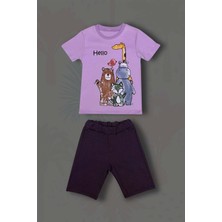 Gri Mor Tekstil Erkek Çocuk Pamuklu T-Shirt Şort Takım