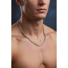 Gümüş Renk Sık Zincir Model Unisex Çelik Kolye-