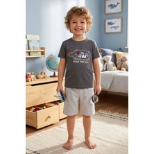 Gri Mor Tekstil Erkek Çocuk Pamuklu T-Shirt Şort Takım