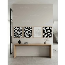 Tontilika Modern Soyut Geometrik 4’lü Ahşap Çerçeveli Tablo Seti
