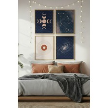 Tontilika Kozmik Evren 4’lü Ahşap Çerçeveli Tablo Seti - Modern Yatak Odası Dekoru
