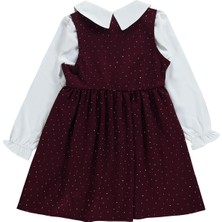 Civil Girls Taş Baskılı 6-9 Yaş Elbise - Bordo