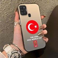 HONTINGA Samsung Galaxy A21S ile Uyumlu Kılıfı Silikon Kenar Sert Arka Düşüme Önleyici Basitlik Anti Düşme Kamera Korumali 2026 Fifa Dünya Kupası Desen Telefon Kılıfı K1-1149