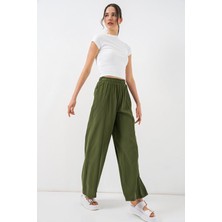 Trend Cojans Beli Lastikli Bol Paça Pantolon 30087 - Haki