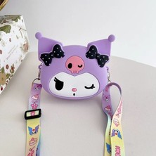 Mor Kuromi Figürlü Mini Çanta Kız Çocuk Bebek Omuz Askılı Para Cüzdanı Crossbody Çanta