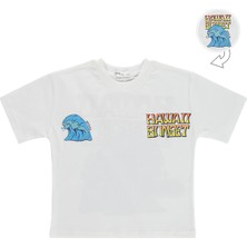 Civil Boys Hawaii Sunset Baskılı 6-9 Yaş Tişört - Kırık Beyaz