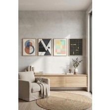 Tontilika Modern Geometrik Soyut Desenler 4’lü Ahşap Çerçeveli Tablo Seti