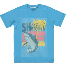 Civil Boys Shark California 6-9 Yaş Tişört - Mavi