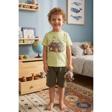 Gri Mor Tekstil Erkek Çocuk Pamuklu T-Shirt Şort Takım