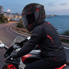 Givi Gıvı 50.x Arachno Mat Siyah-Kırmızı Kapalı Kask (Siyah Camlı)