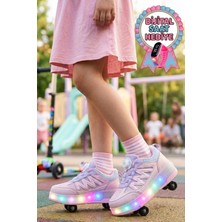 Diggo Kids Pudra Kız Çocuk Işıklı Patenli Spor Ayakkabı LED Tekerlekli Model - Ayakkabı Ister Paten