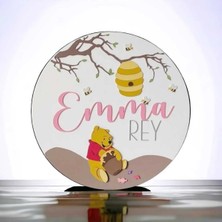 Brand House Doğal Ahşap Lazer Kesim Ayı Winy Temalı 3D Katmanlı Çocuk ve Bebek Kapı Duvar Süsü