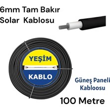 Yeşim kablo ve Asansör marketim 6 mm Tam Bakır Siyah Solar Kablo (Güneş Panel Kablosu) 100 Metre