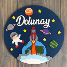 Brand House Uzay Temalı Ahşap Bebek Kapı ve Duvar Süsü