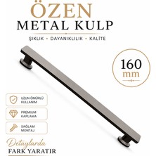 Badem10 Özen Düz Mat Skoç Füme Çekmece Kulp 160 mm Minimal Tasarım Mutfak Banyo Dolap Kulp Modeli