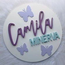 Brand House Doğal Ahşap Katmanlı Lazer Kesim Kelebek Temalı Bebek Kapı ve Duvar Süsü