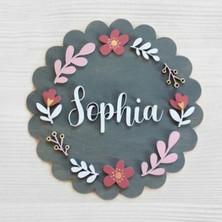 Brand House Katmanlı Çiçek Temalı Ahşap Bebek Kapı ve Duvar Süsü