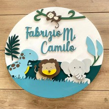 Brand House Doğal Ahşap Lazer Kesim Orman Bekçileri Temalı Katmanlı Çocuk ve Bebek Kapı Duvar Süsü
