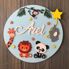 Brand House Hayvan Dekorlu Ahşap Bebek Kapı ve Duvar Süsü